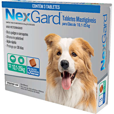 NexGard 68 mg para Cães de 10,1 a 25 Kg Combo 3 Unidades – Pet Shop Online  – Agro Meyer